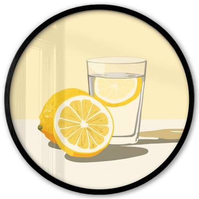 Poster in lijst Rond - Fotolijst 40x40 cm - Posters - Glas - Citroenschijfjes - Geel - Ronde posterlijst zwart - Decoratie - Wanddecoratie woonkamer - Muurdecoratie slaapkamer