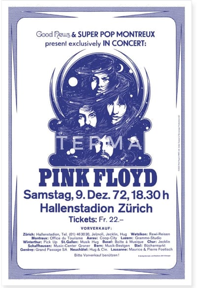 Pink Floyd Concert In Zürich Poster 40x60 cm