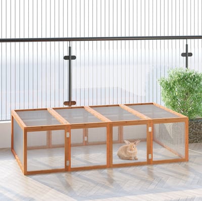 HAUSS SPOLE Ren – Ruime Buitenren – 181 x 100 x 48 cm – Vurenhout – Naturel – Voor Knaagdieren In Tuin En Uitloop – Met Twee Openklapbare Deksels