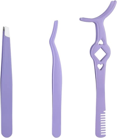 Set van 3 Wimperpincetten, Diverse Stijlen voor Valse Wimpers, RVS Applicator en Kam voor Make-up Beginners