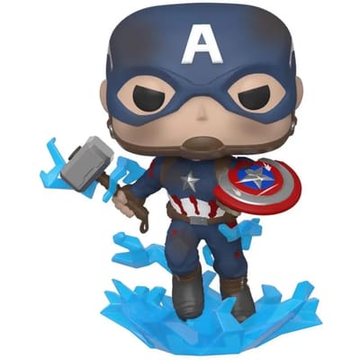 Vinyl verzamelaarsbeeldje Funko Avengers Endgame POP! Movies Captain America w/Broken Shield & Mjölnir