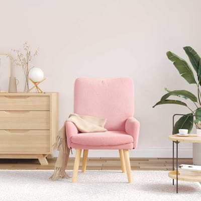 vidaXL - Fauteuil - Roze - 63 - x - 67 - x - 94 - cm - Schapenstof - en - Bijkap