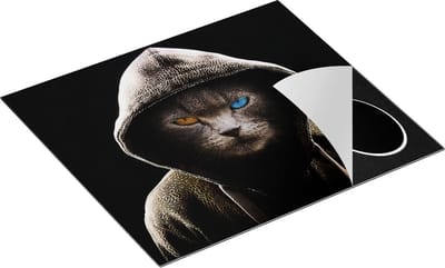 Chefcare Inductie Beschermer Boze Kat Draagt een Hoodie - 60x50 cm - Afdekplaat Inductie - Kookplaat Beschermer - Inductie Mat