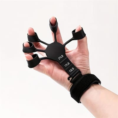 Vinger 5 Vinger Siliconen Pols Puller Rektool Oefening Vinger Trainer Hulpmiddelen Hand Training Krachtoefening Black with a strap zwart