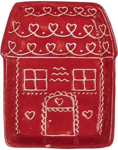 Clayre & Eef Dinerbord Huis 15x19x3 cm Rood Keramiek