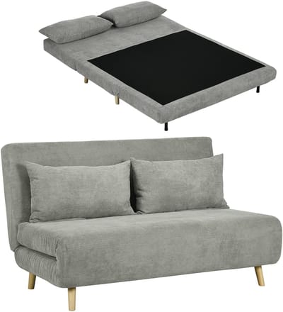 HOMCOM bedbank - verstelbare rugleuning - met kussen - met bekleding