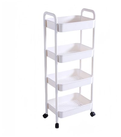 Decopatent - Smal Keukenrek opbergrek 4 laags op Wieltjes met Vakken - Smalle kast - Keukentrolley met wielen - Badkamer - Nisrek - Afm: 42 x 27.5 x 103 Cm