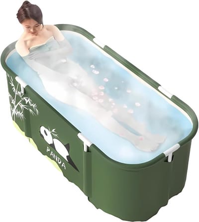 SNJY® Zitbad voor Volwassenen - Opvouwbaar Bad - Inklapbaar Bad - 115L x 50B x 60H cm - Panda - Groen