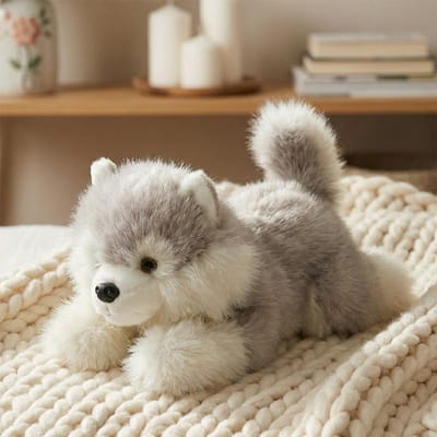 45cm Simulatie Hoge Kwaliteit Alaskan Pluche Pop Kussen Schattige Cartoon Hond met Lang Haar Dier Knuffel Huisdecoratie Cadeau Voor Kinderen about 45cm lichtgrijze kleur