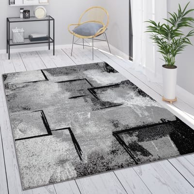 Paco Home Vloerkleed Grijs Woonkamer Vintage Laagpolig Geometrisch Abstract Patroon 200x290 cm