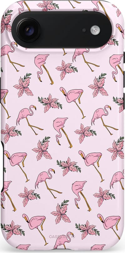 Casetastic hoesje geschikt voor Apple iPhone Air - MagSafe - Dubbellaagse bescherming - Tropisch Roze Flamigo Bloemen Paradijs - Fashion Case - Lichtgrijs Wit Lichtroze