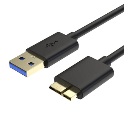 USB 3.0 A naar Micro B Kabel Zwart - 1 meter - Oplaadkabel geschikt voor harde schijf WD My Passport / Elements / My Book /Toshiba / Seagate / Hitachi