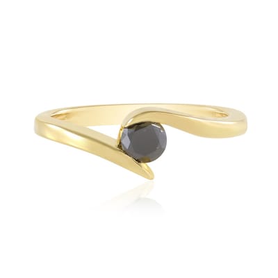 Cavill - Zilveren ring met zwarte diamant 0,252 ct - 925 Sterling zilver verguld - Ronde briljant 4mm - Luxe modern elegant stoer sieraad