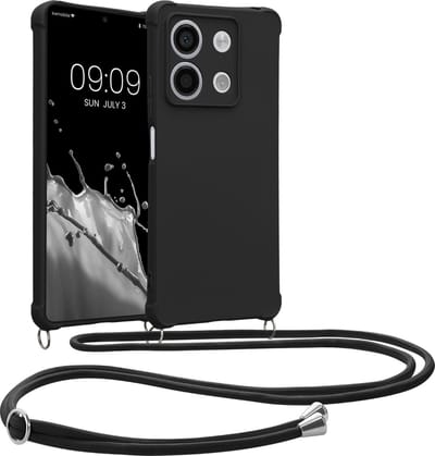 kwmobile telefoonhoesjegeschikt voor Xiaomi Redmi Note 13 5G - Hoesje van siliconen met telefoonkoord - In zwart