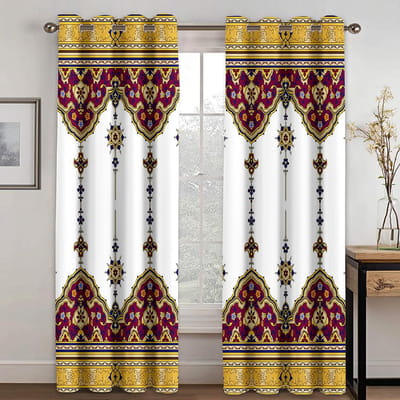 Boheemse Stijl Goud Zwart Streep Gordijnen 2 Panelen Marokkaanse Stijl Woonkamer Slaapkamer Balkon Kinderkamer Raamdecoratie 50W130H(CM)X2PCS&Hook white