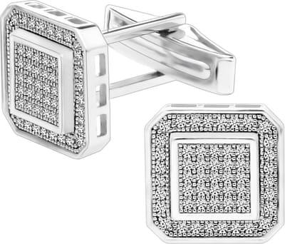 Juwelier Zwartevalk - Zilveren (gerhodineerd) manchetknopen met zirkonia - 20.001