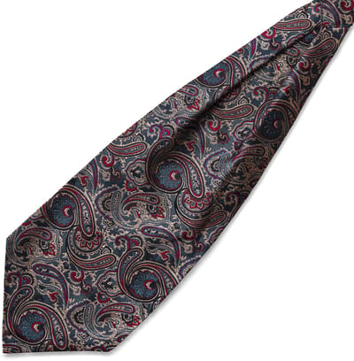 Zijden stropdassjaal met donkerblauw en donkergroen paisleymotief