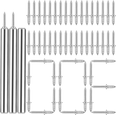 300 Stuks Dubbele Hoofd Spijkers Set - Onzichtbare Plinten Spijkers met 3 Bevestigingen - Gegalvaniseerd voor Beton en Hout - Professionele Naadloze Bevestiging voor Meubels en Socket Leiders