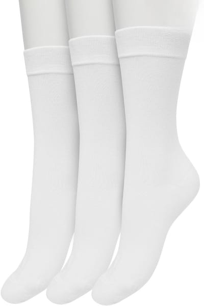 Bonnie Doon Basic Sokken Dames Wit maat 36/42 - 3 paar - Basis Katoenen Sok - Gladde Naden - Brede Boord - Uitstekend Draagcomfort - Perfecte Pasvorm - 3-pack - Multipack - Effen - White - OL834223.103