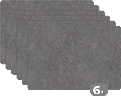 Placemat - Placemats kunststof - Beton - Antiek - Patronen - 45x30 cm - 6 stuks - Hittebestendig - Anti-Slip - Onderlegger - Afneembaar