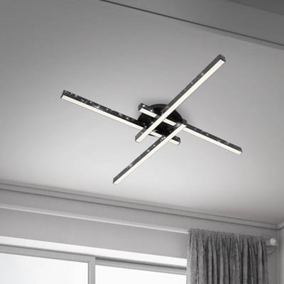 Briloner Plafondlamp Rey, glittereffect, 4-lamps, zwart