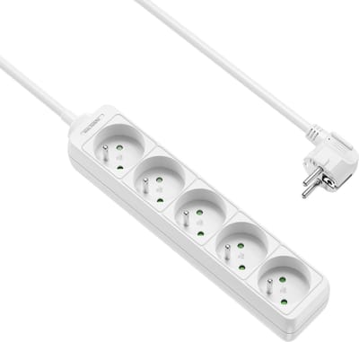Allteq - Stekkerdoos met penaarde - 5-voudig - 1,5 meter - Wit