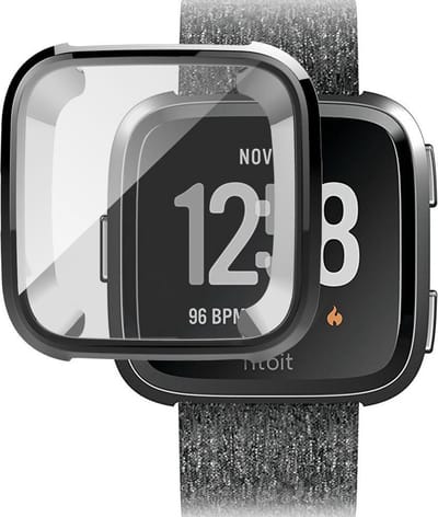 KELERINO. Full cover hoesje geschikt voor Fitbit Versa (Lite) - Siliconen - Zwart
