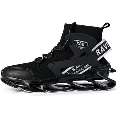 Abhoth Casual Schoenen Heren High Top Vliegend Geweven Ademend Comfort Anti-Slip Schokabsorptie Heren Sportschoenen Sneaker Grote Maat 40 zwart