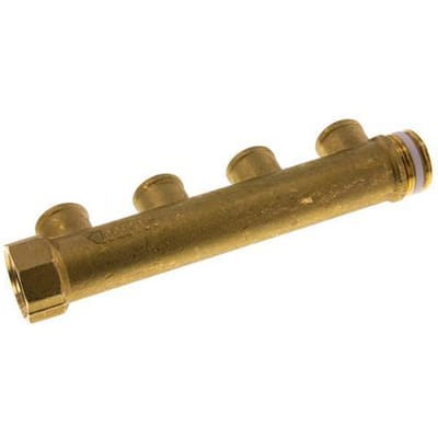G 1'' x 4xG 1/2'' F/M/F Messing Verdeelstang 10 Bar - FLM-FMF-B-100G-012G-4M