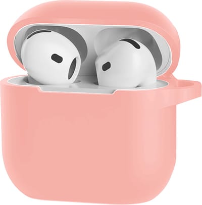 Hoesje - Geschikt voor Apple AirPods 4 - Siliconen Hoes met Clip - Silicone Case Cover - Lichtroze