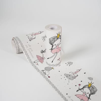 EENHOORN MET PRINSES BEHANGRAND | Zelfklevend - roze grij - A.S. Création Only Borders 11