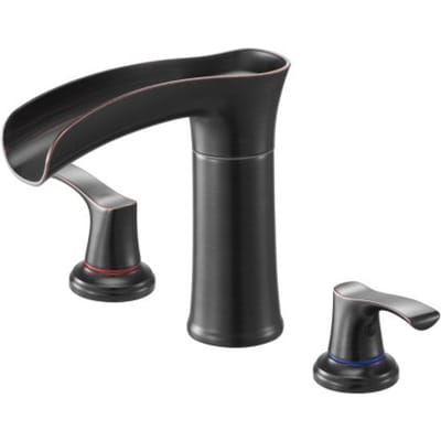 VEVOR Romeinse badkraan met 3 gaten en 2 handgrepen, zinklegering badkraan met korte uitloop voor montage op het dek voor het wassen van huisdieren, oliegewreven brons