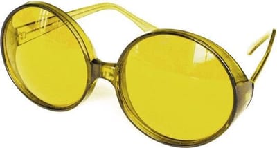 Wilbers & Wilbers - Hippie Kostuum - Hippie Festival Gele Zonnebril - Geel - One Size - Carnavalskleding - Verkleedkleding