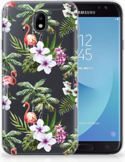 Samsung Galaxy J7 2017 | J7 Pro TPU Hoesje Flamingo Palms