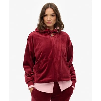 Dames hoodie met ritssluiting van velours Superdry Country Club