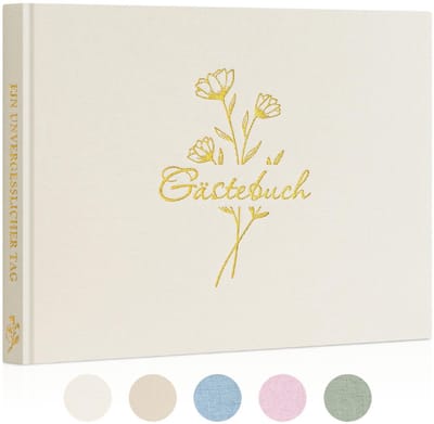 Dailygoods- Gastenboek Bruiloft - Gastenboek Verjaardag - Gastenboek Jubilea - Blanco Gastenboek - Linnen Gastenboek - Bruiloftsalbum - Herinneringsboek
