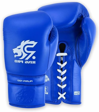Bokshandschoenen met veters - Trainingshandschoenen Sparring - Intensief trainen en sparren - Versterkte pols- en knokkelbescherming - 12 oz - Blauw
