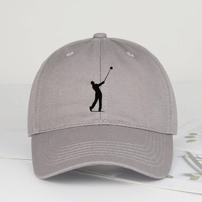 Golfers Silhouet Print Baseballpet – Unisex – Perfect Voor Golfliefhebbers Op De Baan – Vaderdagcadeau gray