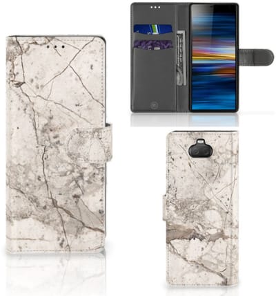 Sony Xperia 10 Bookcase Marmer Beige