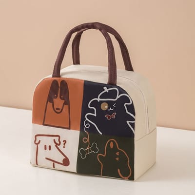 Portable Cartoon Stereoscopic Lunch Bag Thermal Thermal Bag Tote Food Small Cooler Bag Lunch Box Accessories Oxford Cloth brown