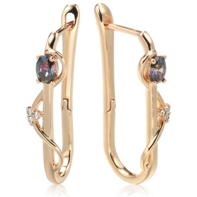 Nouvelles Boucles d'Oreilles Longues Or Rose Tendance Boucles d'Oreilles Zircon Naturel Bijoux de Luxe Cadeaux Pour Accessoires Tempérament Filles beige