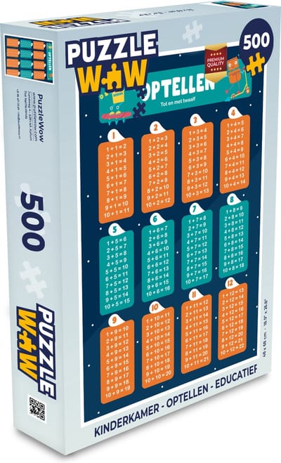 Puzzel Kinderkamer - Optellen - Educatief - Jongens - Meisjes - Kinderen - Blauw - Legpuzzel - Puzzel 500 stukjes