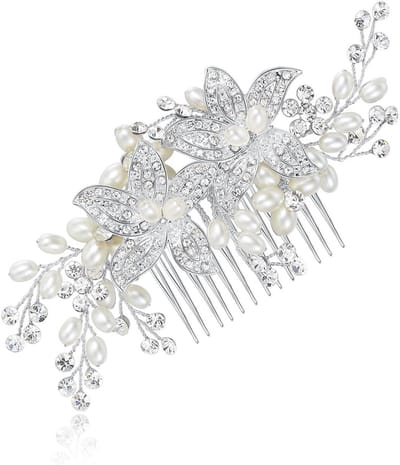 Bruids Haaraccessoire Bloem Bruiloft Haarspeld met Kristallen en Parelmoer