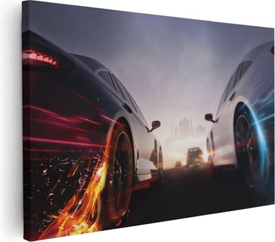 Artaza Canvas Schilderij Sportauto - 30x20 cm - Klein - Wanddecoratie Mancave - Muurdecoratie Race - Kamer Accessoires