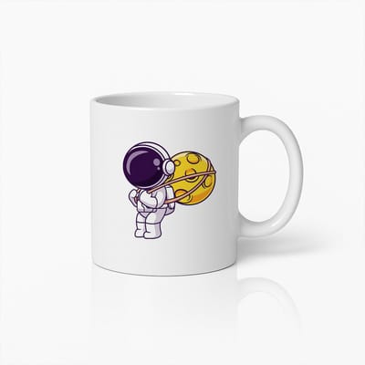 Astronaut die op Maan Drumt Mok – Unieke Ruimtevaart Koffiebeker voor Wetenschap- en Ruimteliefhebbers