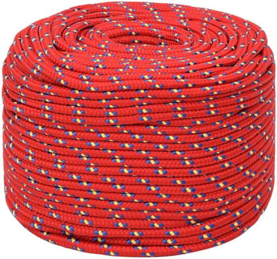 Boottouw Polypropyleen - Gevlochten Touw - Varen en Zeilen - Sterk en Weerbestendig - 100 Meter 10 mm - Rood