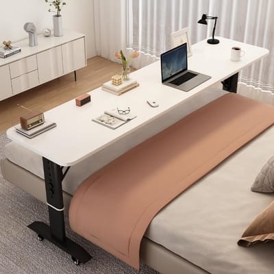 Bedtafel met Wielen - Boven het bedtafeltje - Ontbijten in bed - Verstelbare Hoogte - 150x40cm - C