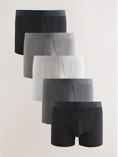 Next - Heren - Set van 5 boxershorts met katoenrijke voorkant - Grijs