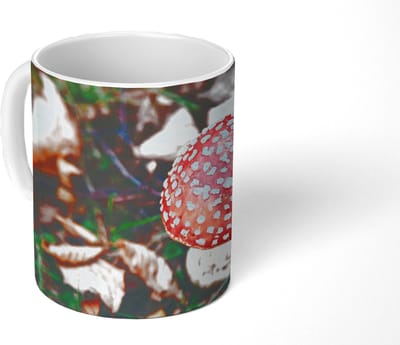 Mok - Koffiemok - Herfst - Paddenstoel - Bladeren - Natuur - Mokken - 350 ML - Beker - Koffiemokken - Theemok