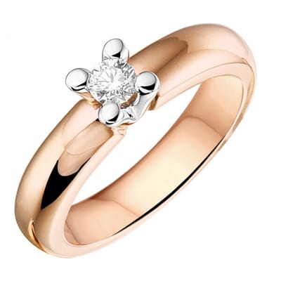 Damesring - roségoud - 14 karaat – Naturel diamant 0.19 crt - RC GD1808 - sale - Maat 55/17.5 - gewicht 7.4 gram -van €1645,= voor € 995,=